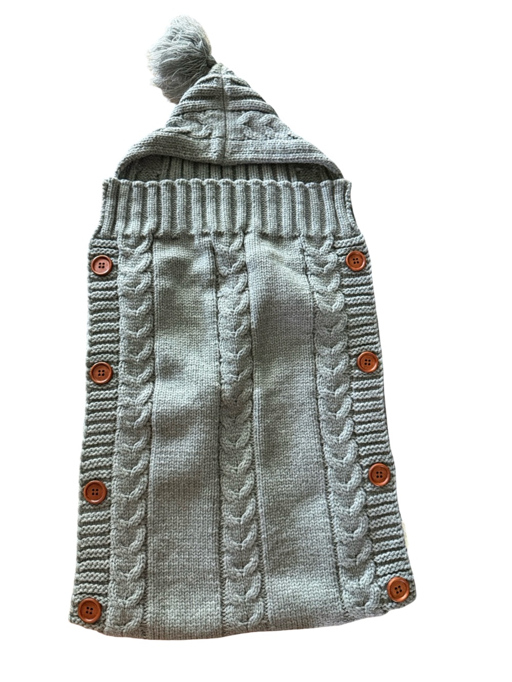 Knit Baby Swaddle Cocoon Wrap Hooded Grey 0-6 Months